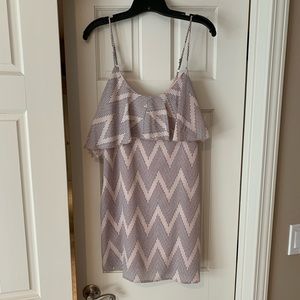Peppermint Double V-Neck Ruffle Dress